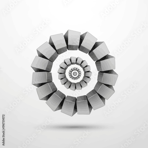 Abstract geometric design featuring concentric rings of cubelike shapes a modern artistic creation.