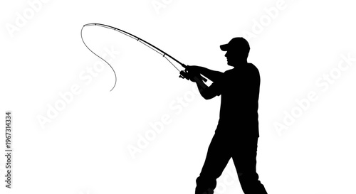 Man casting fishing rod silhouette.