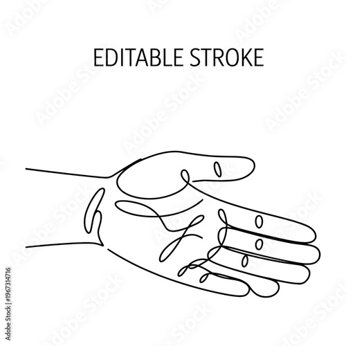 Vector of a hand with line art and smooth curves