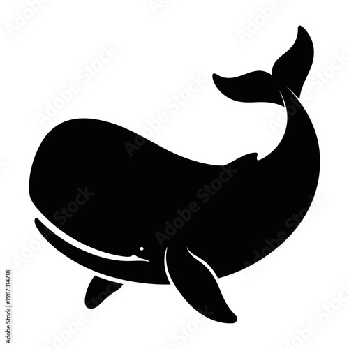 Vector of a whale with a large body and prominent tail fin in a minimalist style