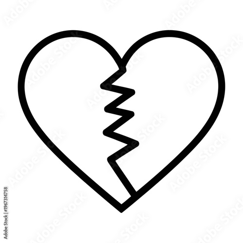 Vector of a broken heart symbol representing emotional pain or heartbreak