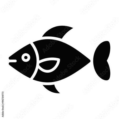 Vector of a fish with fins and a prominent eye.