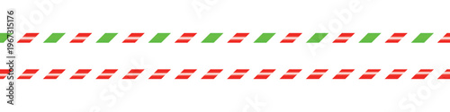 Christmas candy cane straight line border with red and white striped. Xmas seamless line with striped candy lollipop pattern isolated on transparent background