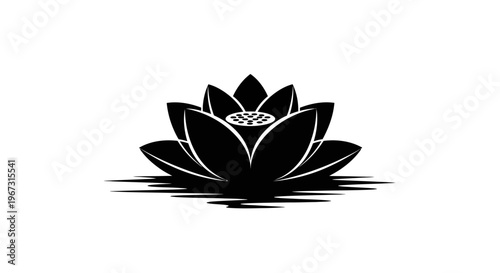Black Lotus Flower Icon Isolated.