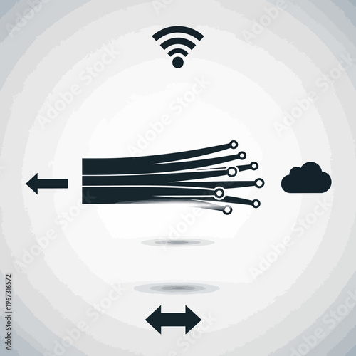 Fiber optic cable connection to cloud and wireless network.