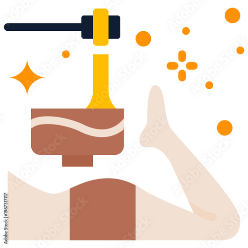 Depilation flat icon highlights a relaxing spa treatment featuring a bowl and stars in depilation process.