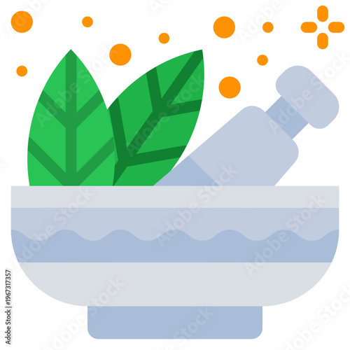 Herbal Medicine Symbol with Mortar and Pestle stock illustration