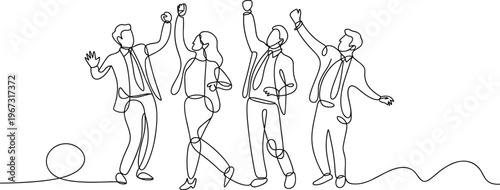 Four business professionals walking outdoors in business attire carrying briefcases four people city street