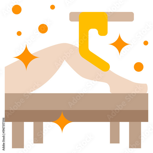 Woman removing hair from leg by waxing explanation stock illustration