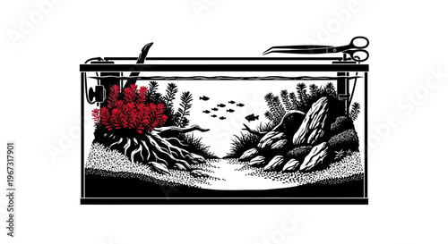 Fish swimming in aquarium tank water.