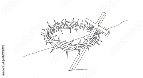 Crown of thorns with cross symbol.