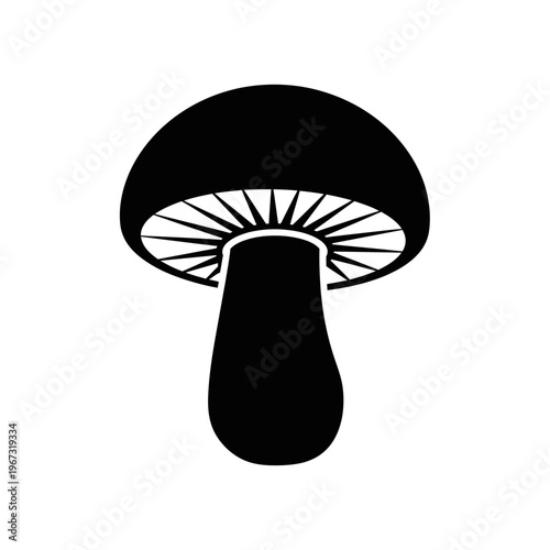 Black and white mushroom illustration perfect for naturethemed designs and projects.