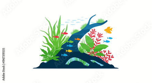 Colorful illustration of sea turtle swimming.