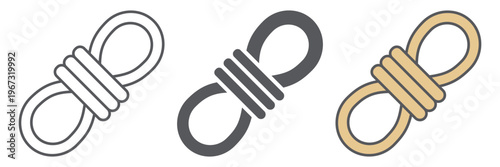 Rope line icon, camping and tourism, knot sign, vector graphics, a linear pattern on a white background.