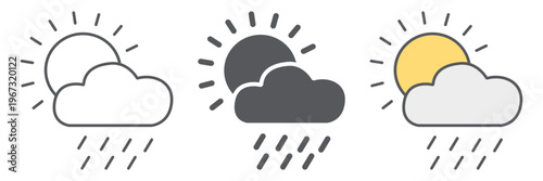 Rain line icon, day and sky, weather sign, vector graphics, a linear pattern on a white background.