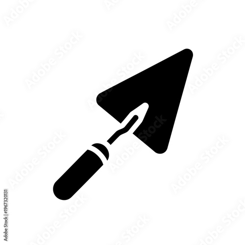Black trowel icon isolated on white background construction tool.