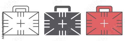 First aid kit line icon, box and emergency, medical case sign, vector graphics, a linear pattern on a white background.