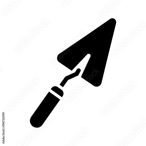 Black trowel icon isolated on white background construction tool symbol.