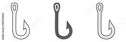 Fishing hook line icon, fishing and bait, fishhook set sign, vector graphics, a linear pattern on a white background.