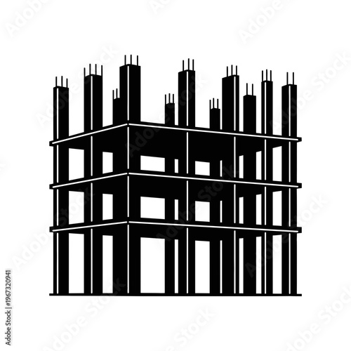 Construction site silhouette a buildings skeletal framework a symbol of urban development.