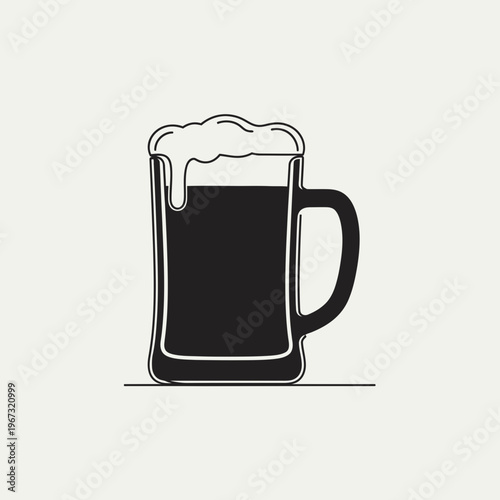 Black beer mug with white foam perfect for a refreshing drink.