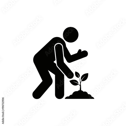 Person planting a small plant in the ground nurturing new life and growth.