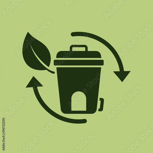 Recycling concept with trash bin leaf and circular arrows ecofriendly design.