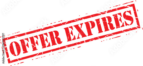 Offer Expires Red Stamp Vector - Grunge Expired Offer Seal Sticker Sale Discount Promotion Rubber Stamp Icon