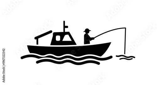 Man fishing on a boat water.