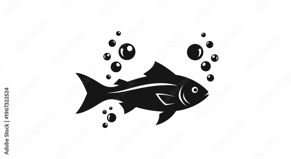 Obraz premium Black silhouette of a swimming fish.