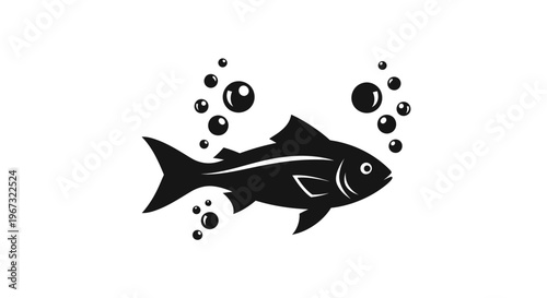 Black silhouette of a swimming fish.