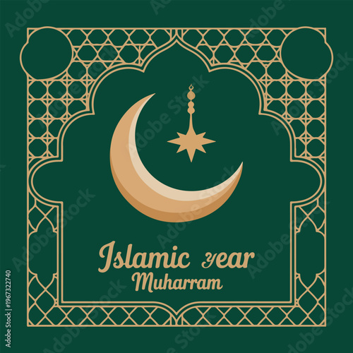 Islamic New Year Muharram crescent moon star greeting
