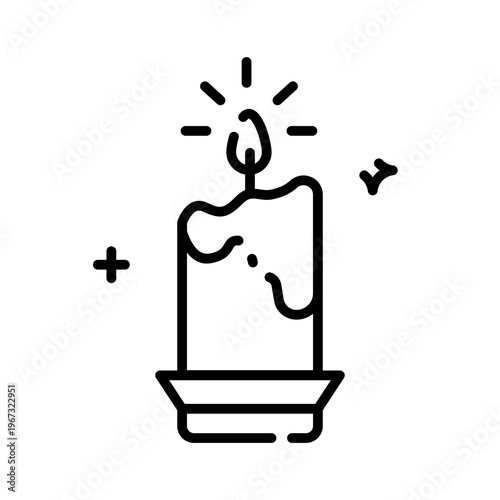 Paschal Candle Icon. Easter Religious Wax Outline Illustration