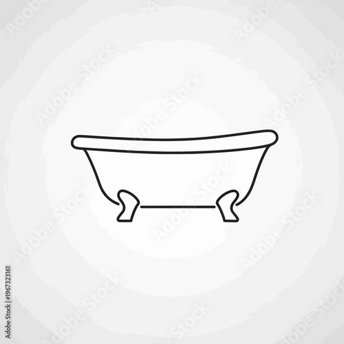 Simple outline drawing of a classic clawfoot bathtub on a white background.