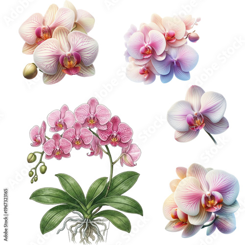 Orchid Silhouette Vector, Exotic Floral Icon Isolated Black Shape