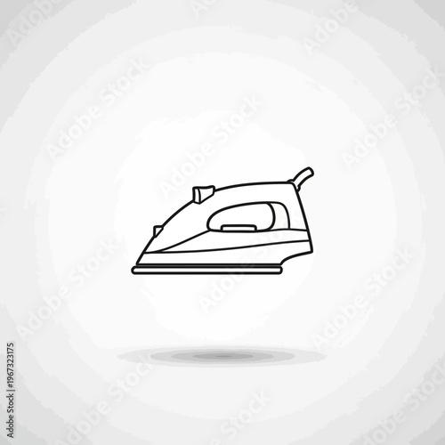 Simple outline drawing of a household iron on a white background isolated.