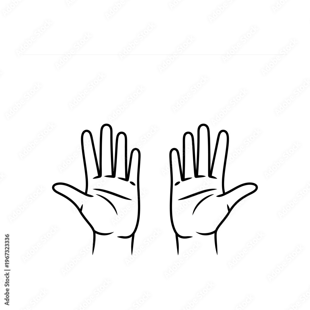 Fototapeta premium Vector of two hands raised with palms facing forward
