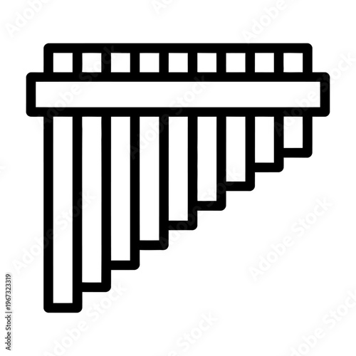 Vector of a pan flute musical instrument with varying pipe lengths.