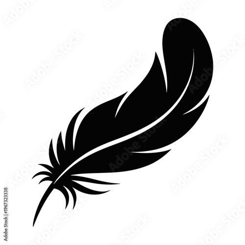 This minimalist vector of black feather silhouette with smooth elegant curves