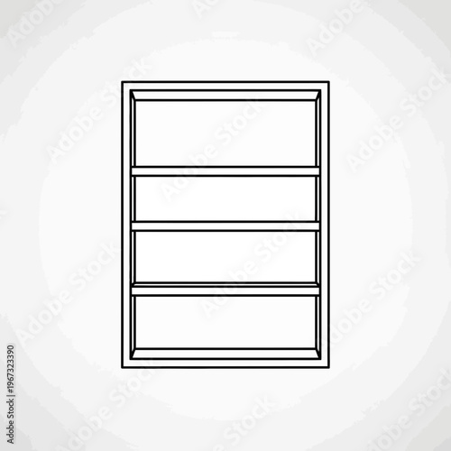 Simple outline of a rectangular shelf unit with multiple storage compartments for organization.
