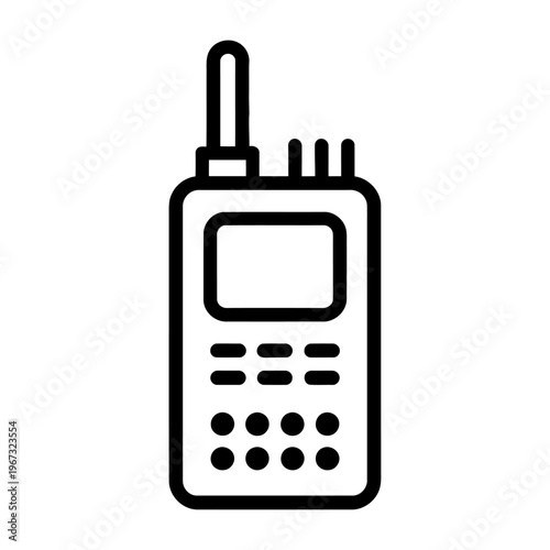 Vector of a handheld walkie-talkie with an antenna