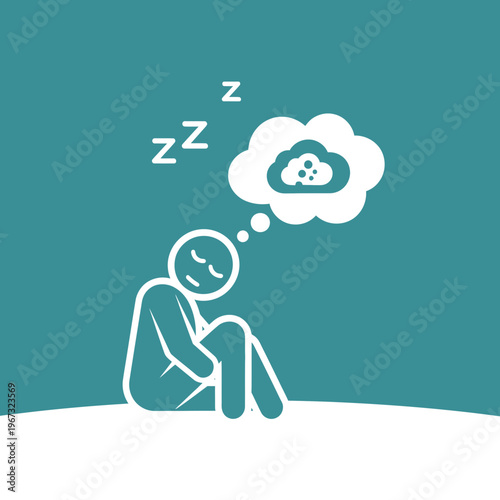 Sleeping person dreaming of clouds peaceful rest and relaxation.