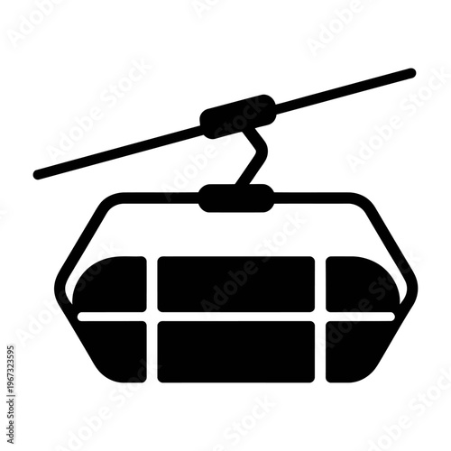 Vector of a cable car with a single overhead wire attached