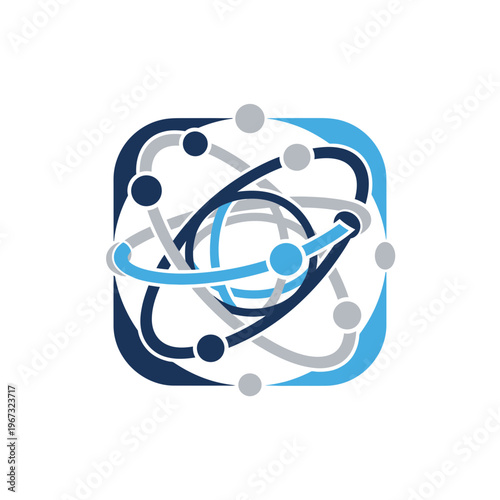 Abstract atom design representing scientific innovation and technological advancement.