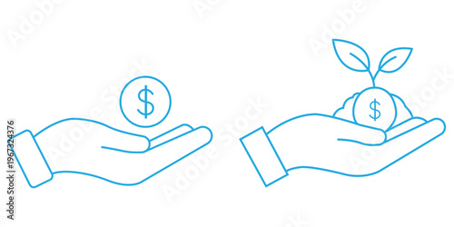 Financial investment icon set. Financial Assistance and Generosity symbol. vector illustration.