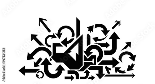 Abstract illustration of many arrows pointing in different directions.