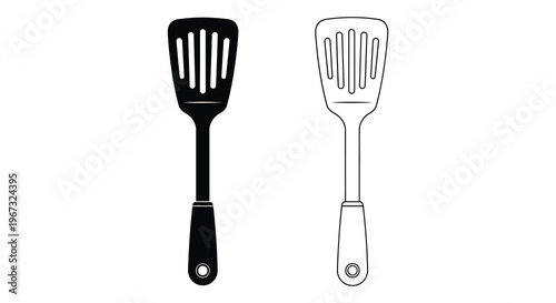 Two kitchen spatulas displayed in contrasting styles a striking silhouette