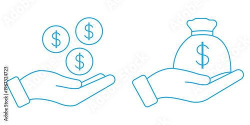 Financial investment icon set. Financial Assistance and Generosity symbol. vector illustration.
