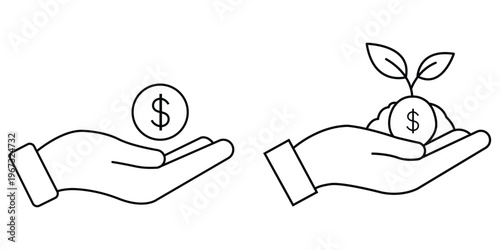 Financial investment icon set. Financial Assistance and Generosity symbol. vector illustration.
