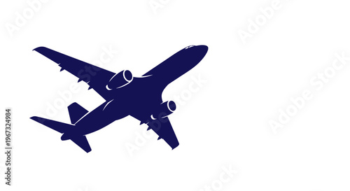 Foto Silhouette of a commercial airplane in flight against a white background